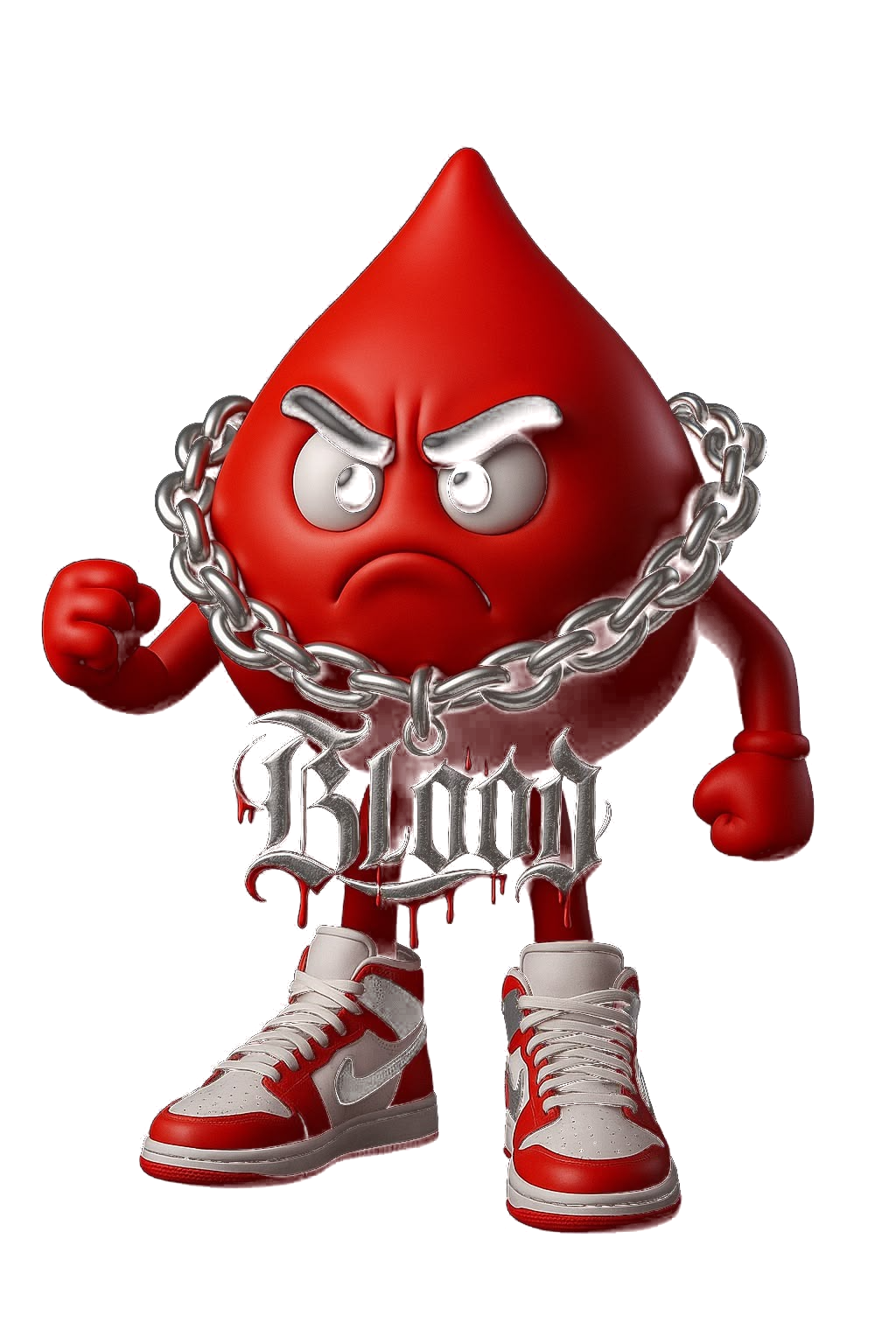 Mascota de Blood: una gota de sangre con actitud